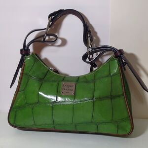 Dooney & Bourke green leather shoulder bag Croc embossed vintage hobo handbag
